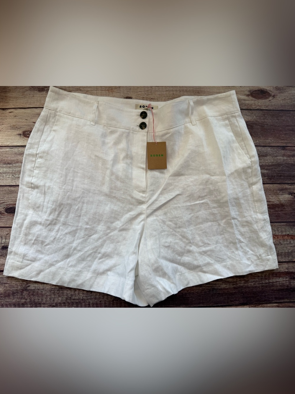 Boden Westbourne Linen Shorts US 20-22 Plus Women White 6” NEW
